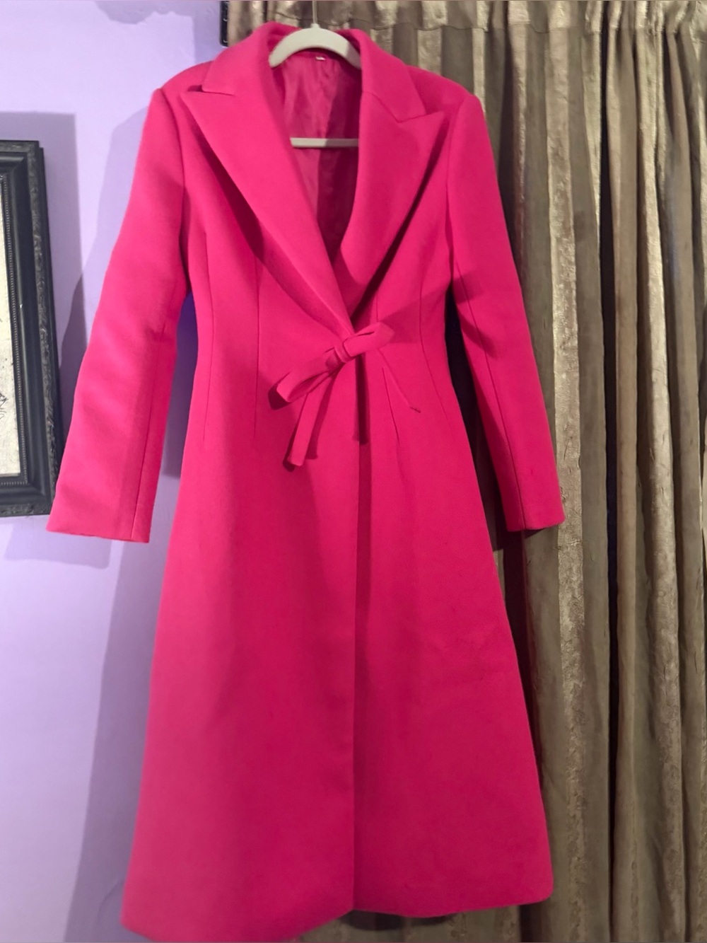 Mew Mews Women’s long Hot Pink Belted Coat